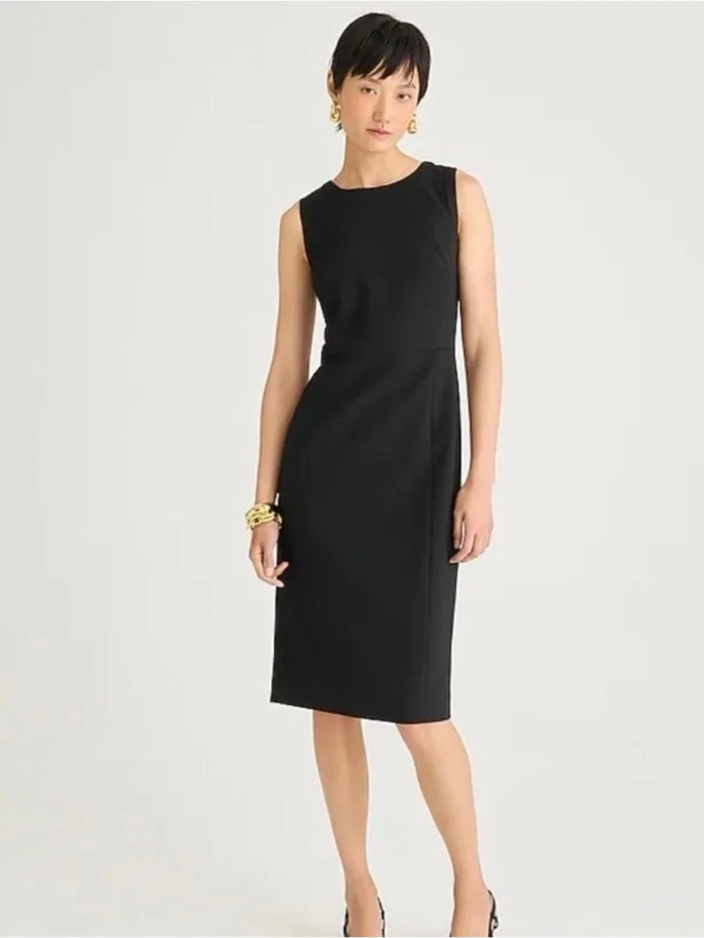 J. Crew Sheath Suiting Dress Four-Season Sleeveless Stretch Black Sz 4 NWOT - Picture 1 of 12
